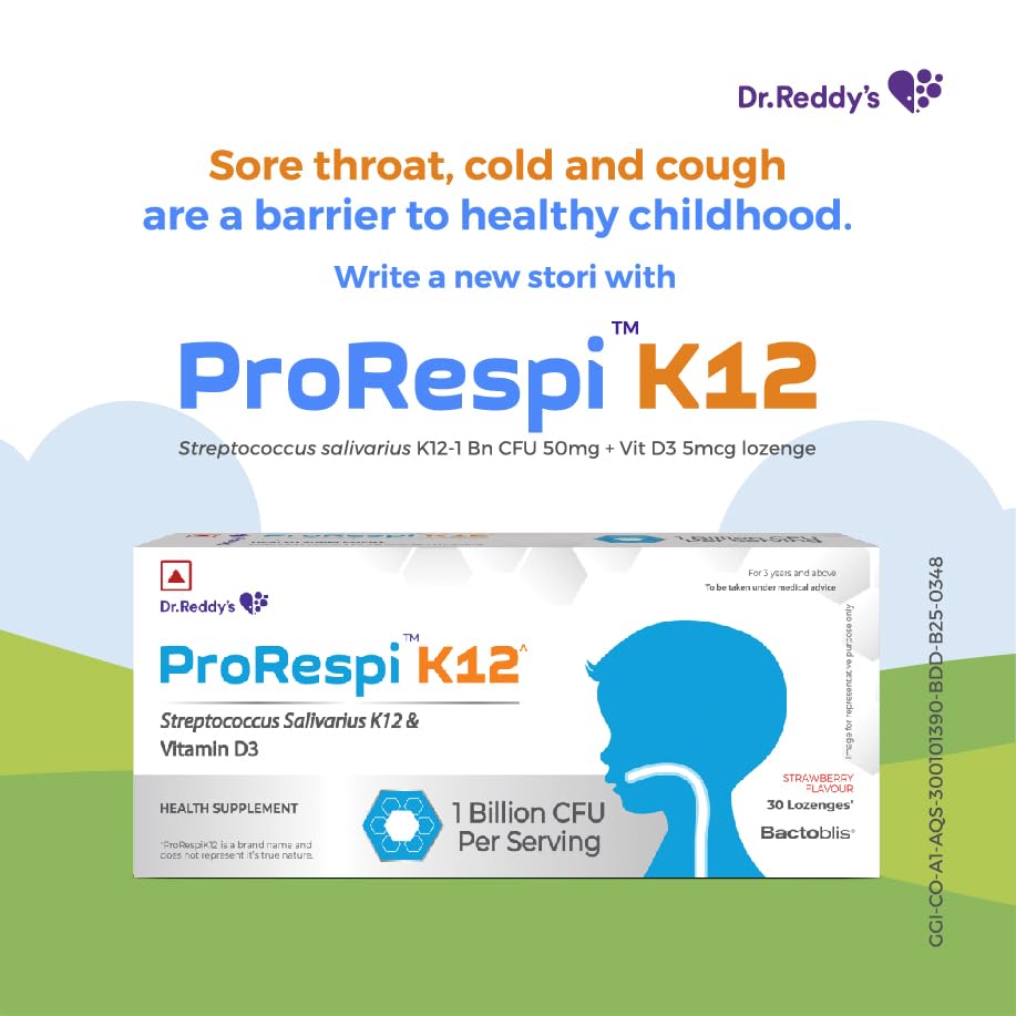 ProRespi K12  Streptococcus Salivarius K12  1 Billion CFU  Strip of 10 tablets x 3 Strips in a pack | Pack of 30 Tablets