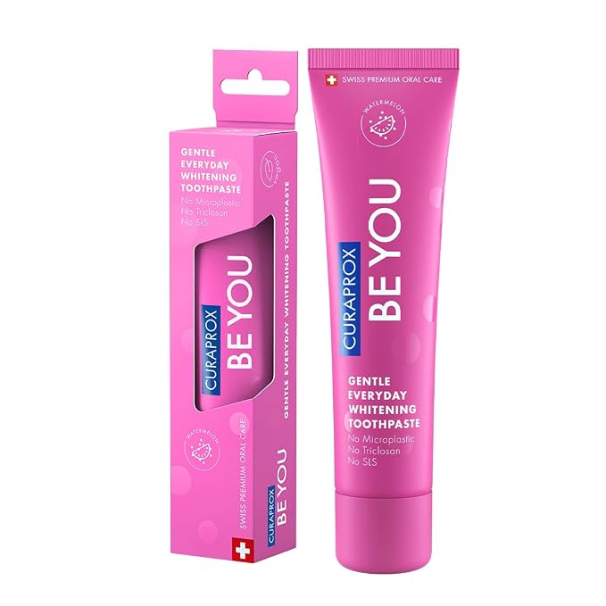 Curaprox BeYou Toothpaste 60ml - Gentle Everyday Whitening Toothpaste - SLS Free Microplastic Free Triclosan Free Fluoride Toothpaste (Pink)
