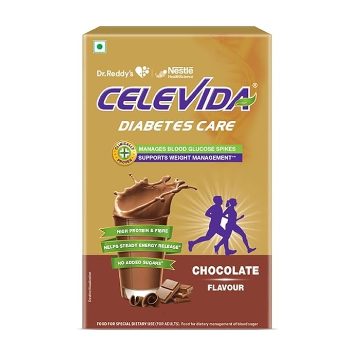 Celevida Protein Powder Drink for Diabetes Management by Dr. Reddy’s | Chocolate Flavour | No Added sugar | Plant based | For Sugar control, Weight Management & Immunity Support | 400gm BIB
