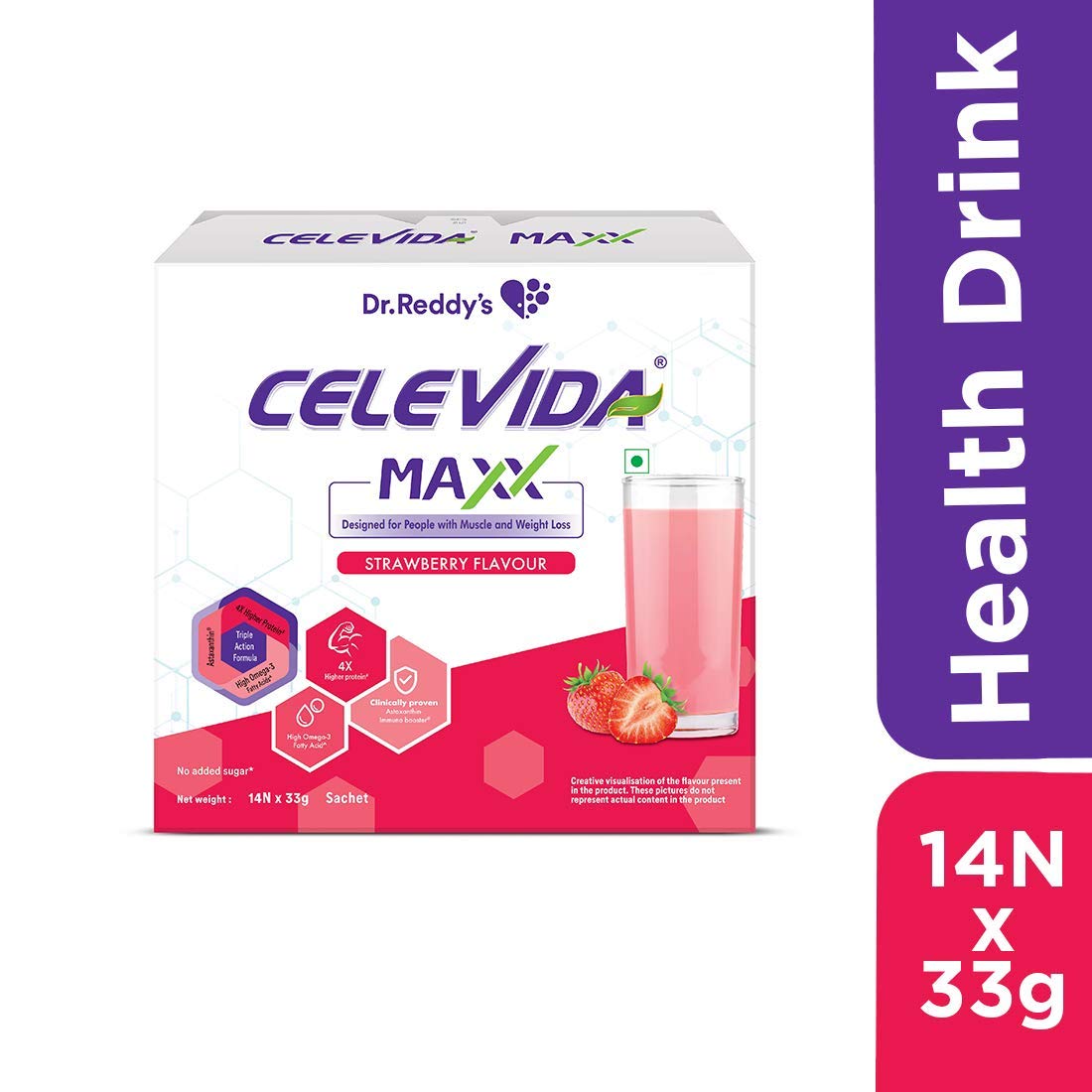Celevida Max- Strawberry flavour- 33 gms Sachets of 14 such ( BIB )