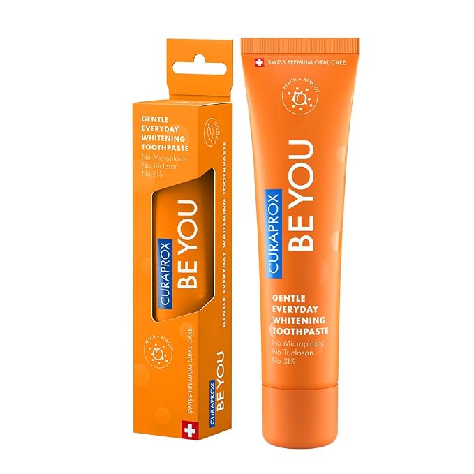 Curaprox BeYou Toothpaste 60ml - Gentle Everyday Whitening Toothpaste - SLS Free Microplastic Free Triclosan Free Fluoride Toothpaste (Orange)