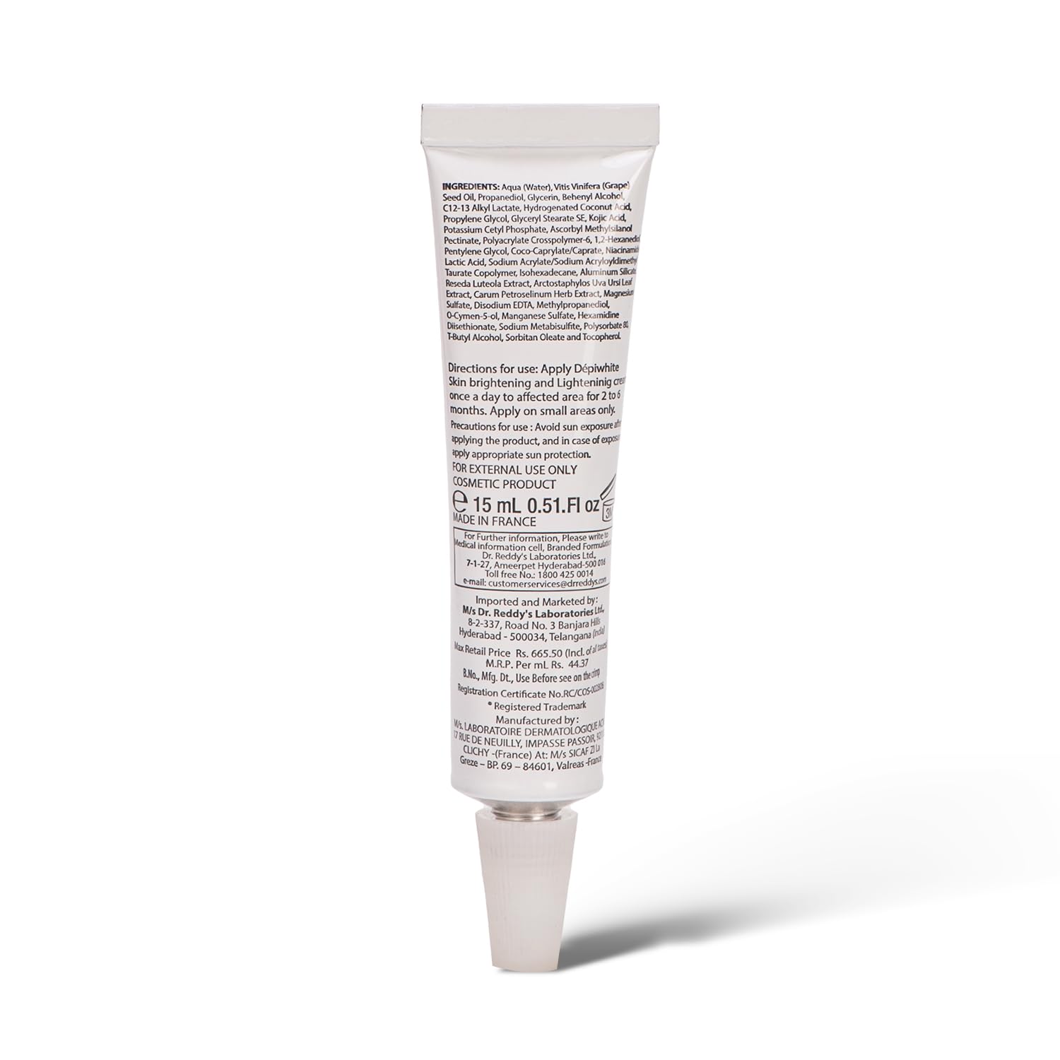 Dr Reddy's Depiwhite Advanced Skin Radiance Cream with Phosphatase Activators help Reduces Dark Spots help Improves Complexion Sustained Results No Hydroquinone and Steroids 15ml