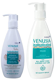 Dr Reddys Venusia Baby Intensive Moisturizing Lotion  For Dry and Ultra dry Skin  Contains Cocoa Aloe Mango & Shea Butters  300 gm and Venusia Max Intensive Moisturizing Lotion For Everyday Use 500 g