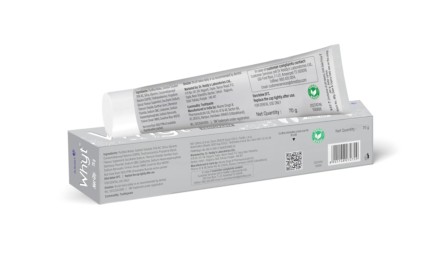 Whyt Anti-Stain Whitening Toothpaste | Everyday Whitening Care | 70 g
