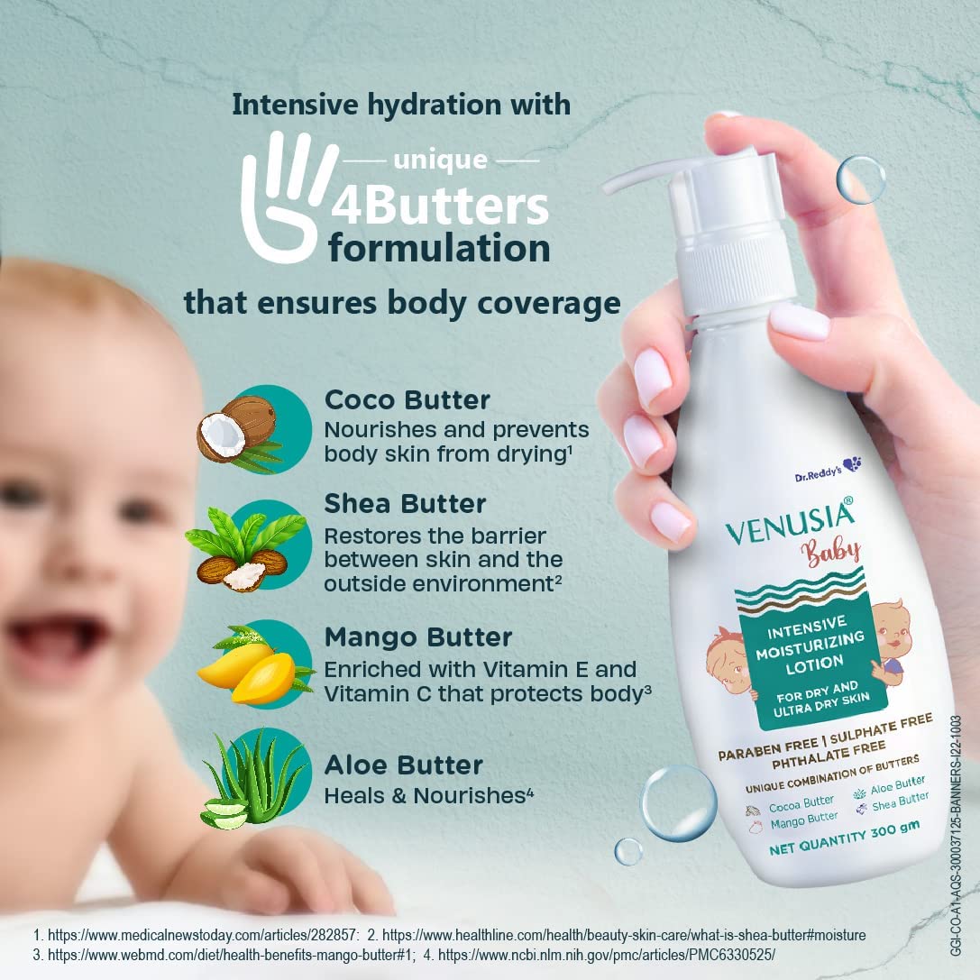 Venusia Baby Intensive Moisturising Lotion | Daily Hydration for Dry Baby Skin | 300 g
