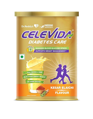 Celevida Protein Powder Drink for Diabetes Management | Kesar Elaichi Flavour Tin Pack | 400gm