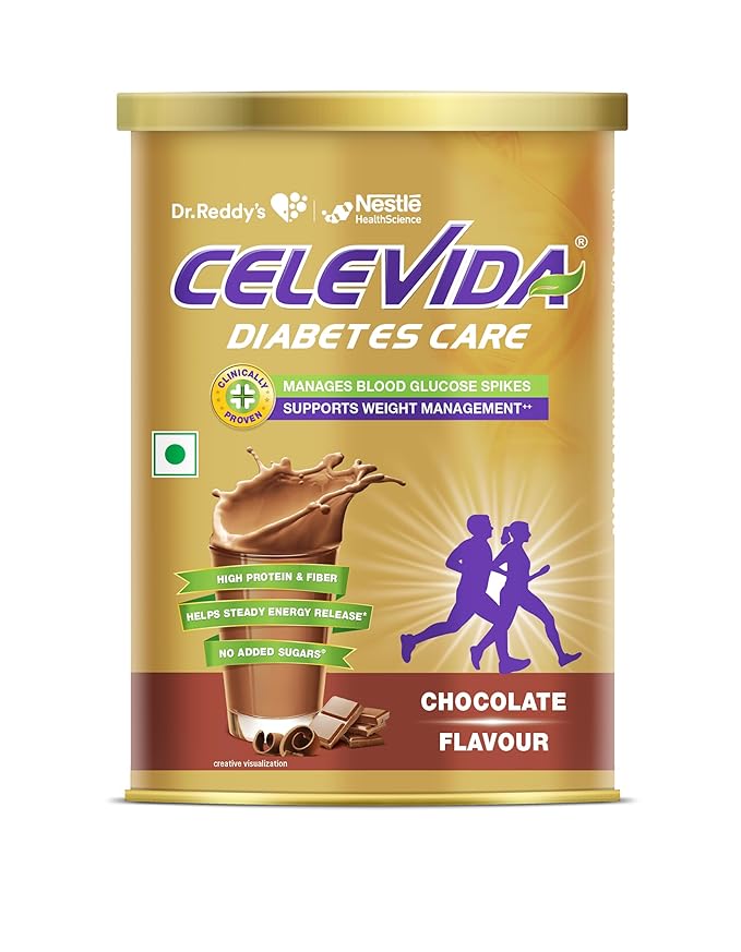Celevida Protein Powder Drink for Diabetes Management by Dr. Reddy  | Chocolate Flavour | No Added sugar | Plant based | For Sugar control  Weight Management & Immunity Support | 400gm Tin Pack
