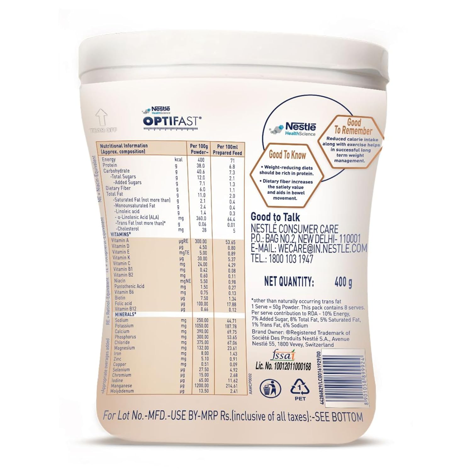 OPTIFAST Weight Management ShakeChocolate FlavourLow Gi FormulaScientifically Designed Weight Loss DietMeal Replacement Shake For Weight Loss400g Pet Jar