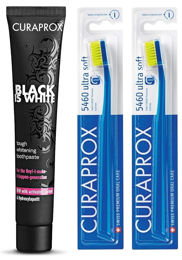 Curaprox CS 5460 Toothbrush Ultra-Soft Pack of 2 and Be You Toothpaste 90ml (Black)  (3 Items in the set)