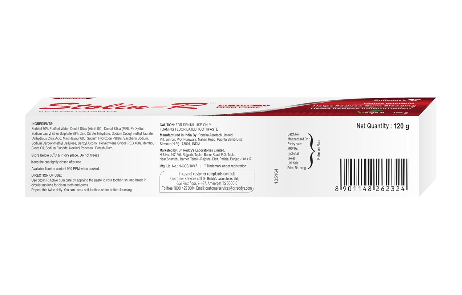 Stolin R Active Gumcare Toothpaste | Daily Gum Protection & Care | 120 g