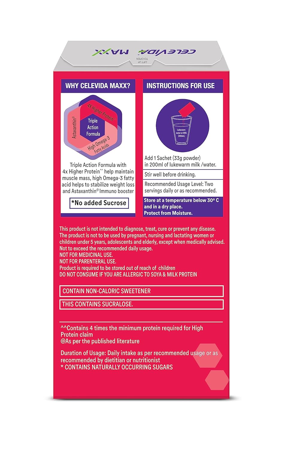 Celevida Maxx Dr. Reddys - High-Protein and Immunity Supplement to support muscle health and immunity | Strawberry Flavour | (7 sachets x 33g)