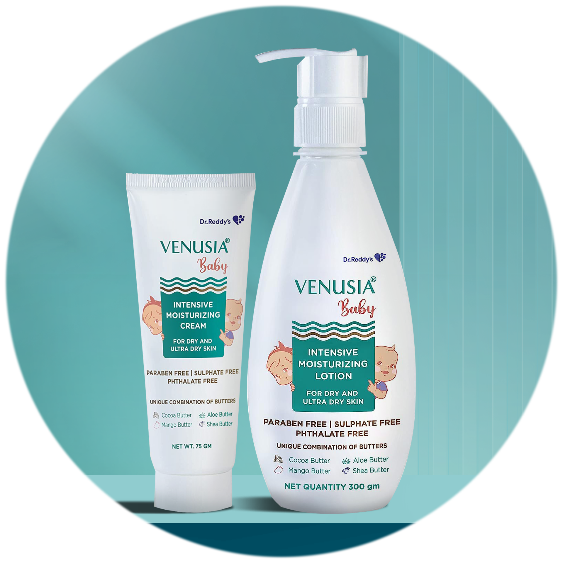 VENUSIA Dr Reddy's Venusia Baby Intensive Moisturizing Lotion for Dry and Ultra Dry Skin Contains Cocoa, Aloe, Mango & Shea Butters | 300g