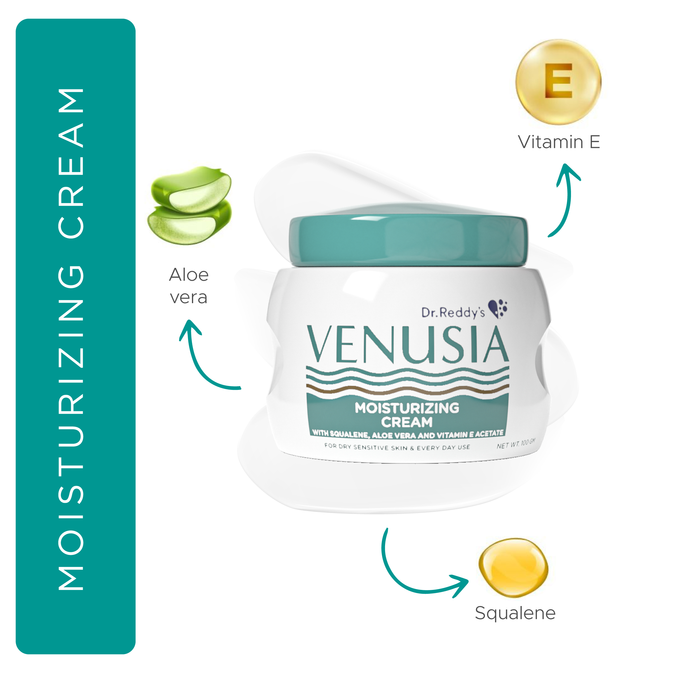 Venusia Moisturizing Cream | Vitamin E & Aloe Vera Nourishing Cream | 100 g