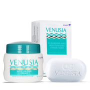 Dr. Reddy's Venusia Moisturizing Cream with Vitamin E & Aloe Vera, 100g and Venusia Moisturizing Bathing Bar, Syndet Bar, 75g for Dry Skin, Repairs Dry Skin, Soft and Smooth Skin (Combo)